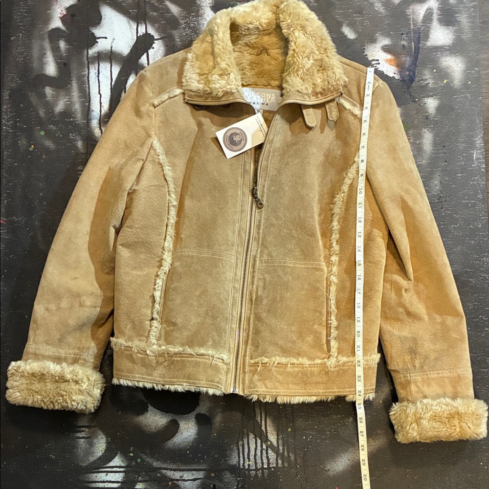 Wilsons Leather Beige Shearling Jacket